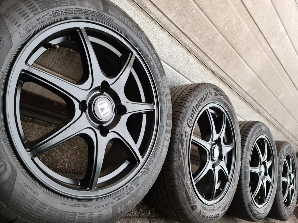 zwarte 16 inch Honda Insight velgen wielen zomerbanden, Auto-onderdelen, Gebruikt, -, Banden en Velgen, Ophalen of Verzenden