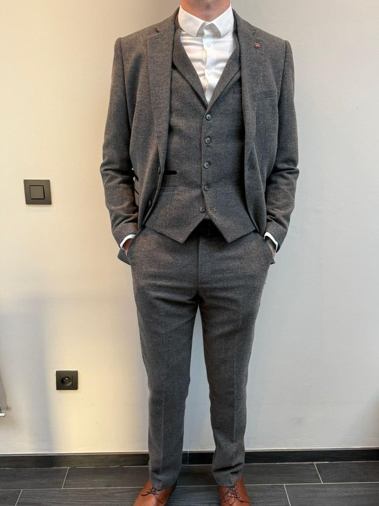 Cavani - Driedelig pak - Martez grey tweed 50/M-L (40uk), Enlèvement, Gris