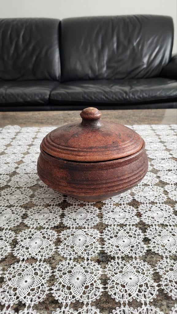 Magnifique pot vintage en terre cuite avec couvercle, Antiquités & Art, Enlèvement ou Envoi