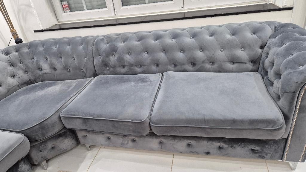 Canapés d’Angle 3+2 Places en Velours Gris, Maison & Meubles, Canapés | Salons, Neuf, Quatre personnes ou plus, Tissus, Enlèvement