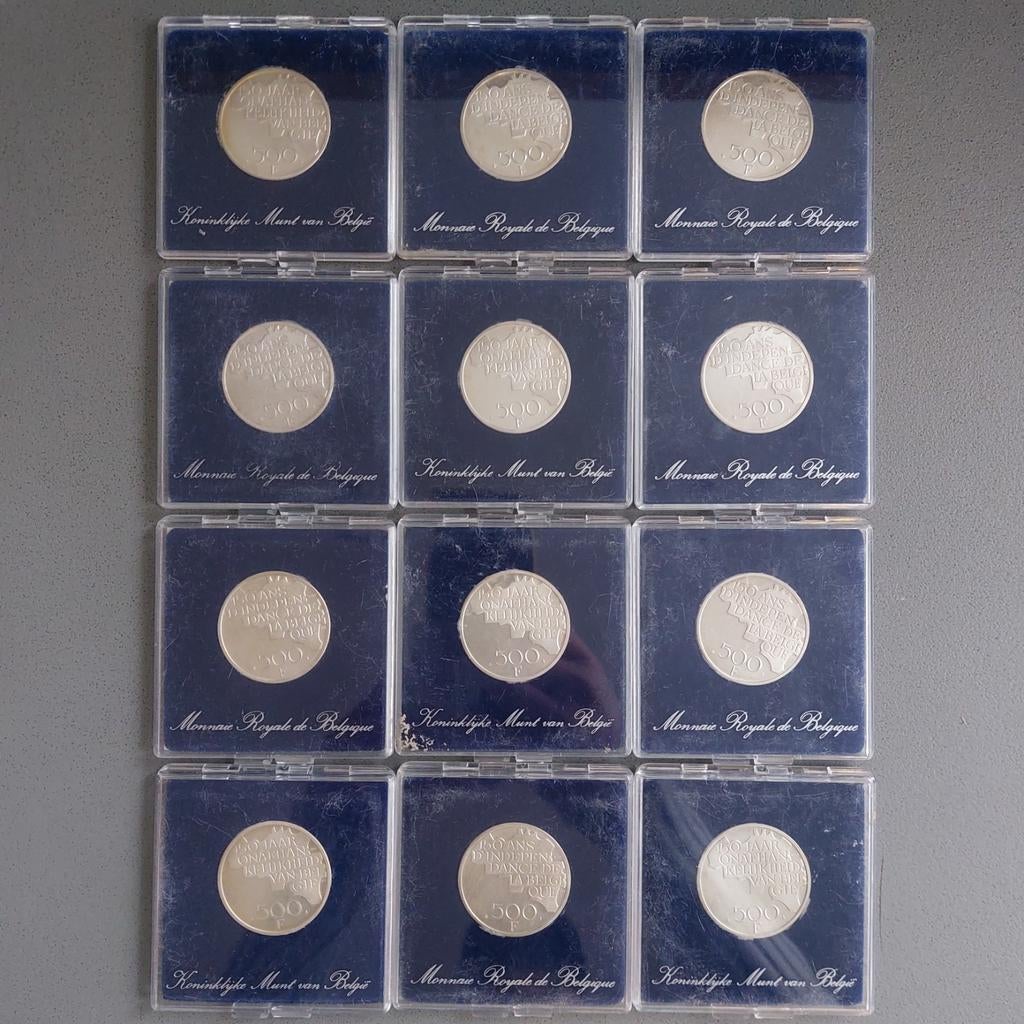 Lot de 12 pièces de monnaie / Belgique / 500 francs / Argent, Timbres & Monnaies, Monnaies | Belgique, Envoi, Argent, Monnaie en vrac