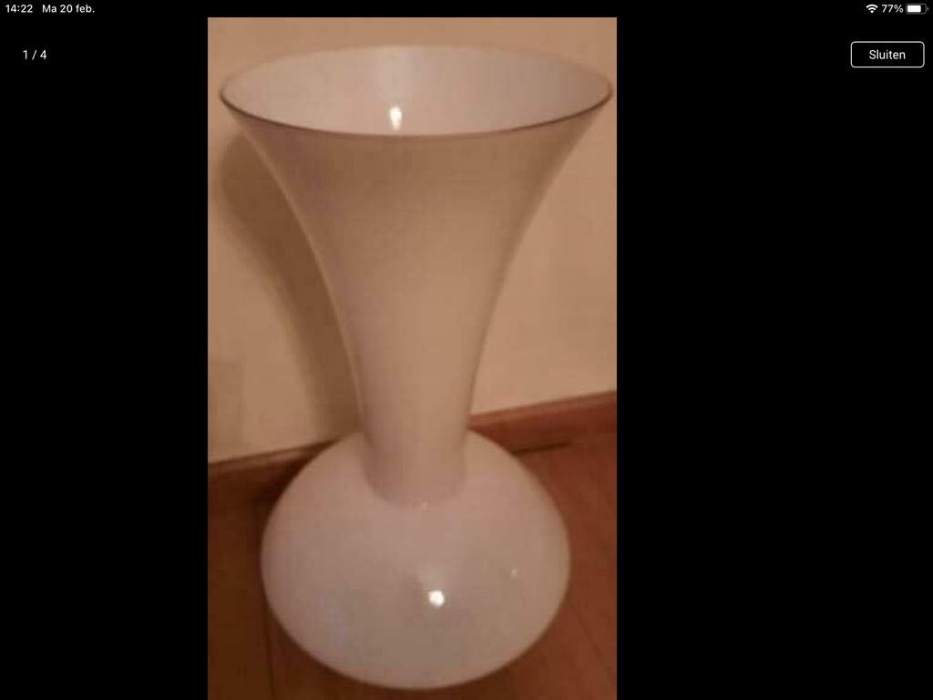 Vaas melkglas H 54 cm, Ophalen of Verzenden, Zo goed als nieuw, Wit, Glas