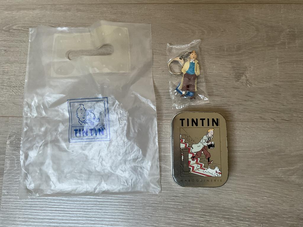 Porte-clés Tintin/Tintin avec boîte en fer blanc, Enlèvement ou Envoi, Tintin, Comme neuf