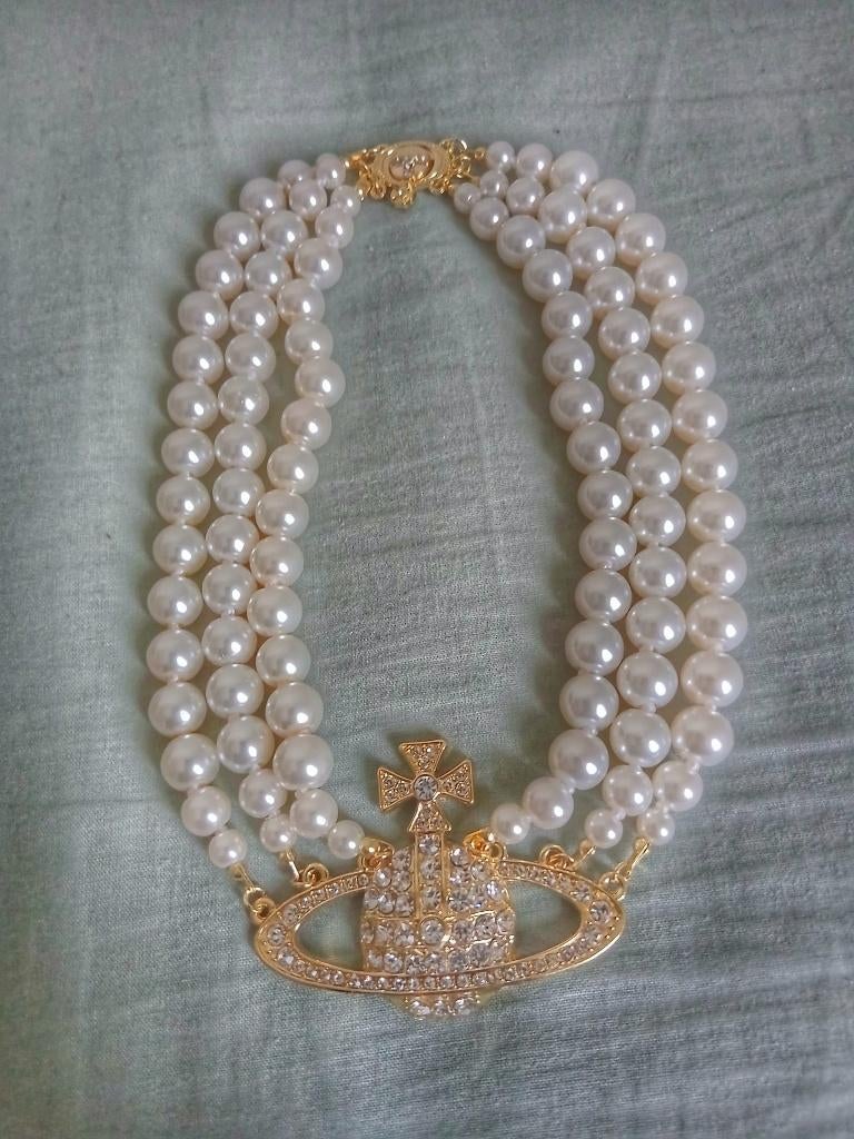 collier vivienne westood rang  perle or, Bijoux, Sacs & Beauté, Enlèvement ou Envoi, Comme neuf, Or, Or