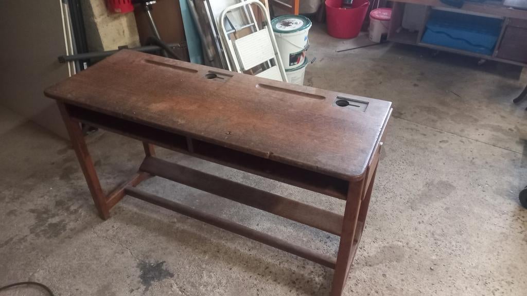 Banc d'école en chêne, Antiquités & Art
