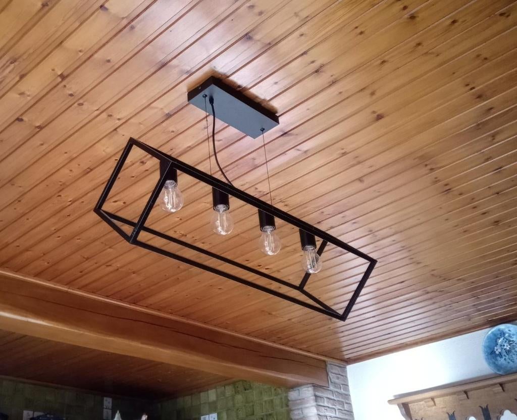 Suspension LUCIDE FABIAN Noir 4xE27, Maison & Meubles, Lampes | Suspensions, Enlèvement, Comme neuf, Métal, 75 cm ou plus