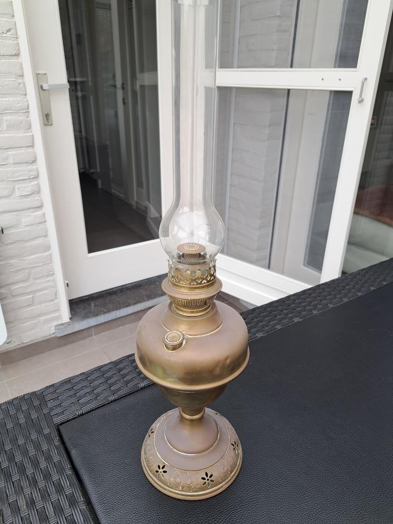 Koperen olielamp 55cm, Antiek en Kunst, Ophalen of Verzenden