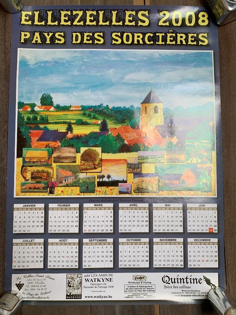 Ellezelles Kalender 2008, poster van het Land van de Heksen,, Diversen, Kalenders, Zo goed als nieuw, Jaarkalender, Verzenden