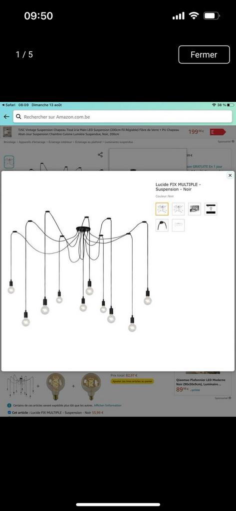 Luminaire Lucide 10 ampoules, Maison & Meubles, Lampes | Suspensions, Enlèvement, Comme neuf