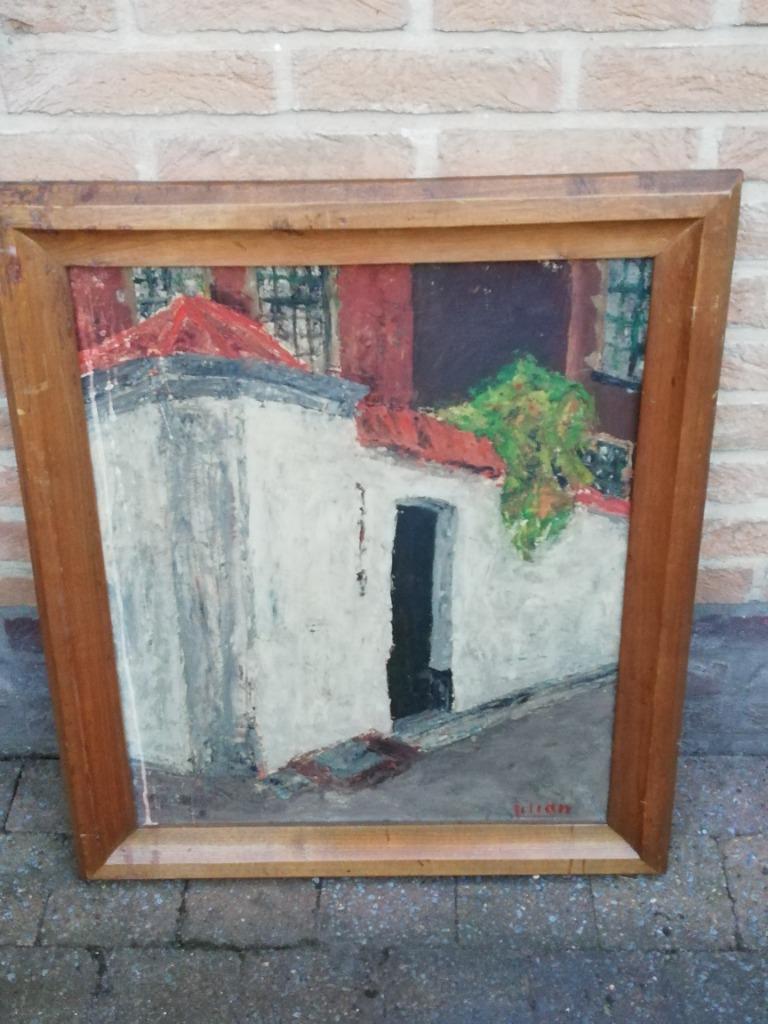 Schilderij: 'Kloostermuurtje ', gesigneerd, Ophalen of Verzenden