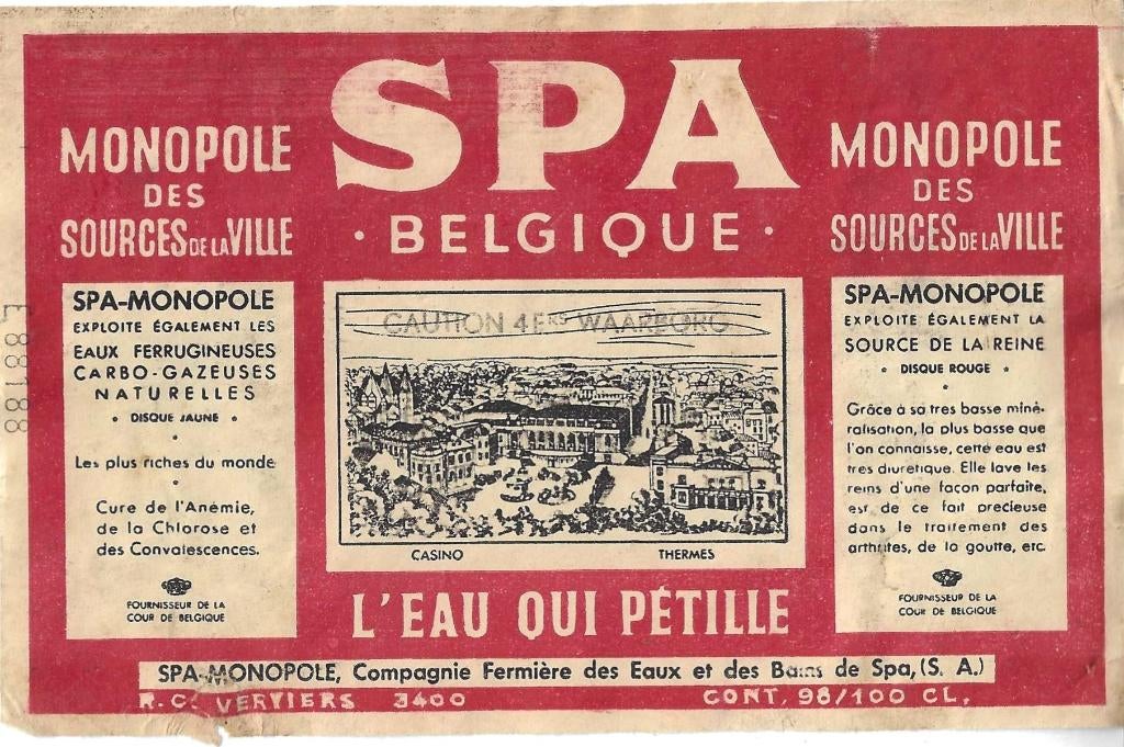 SPA  L'EAU QUI PETILLE.  ANCIENNE ETIQUETTE, Collections, Enlèvement ou Envoi