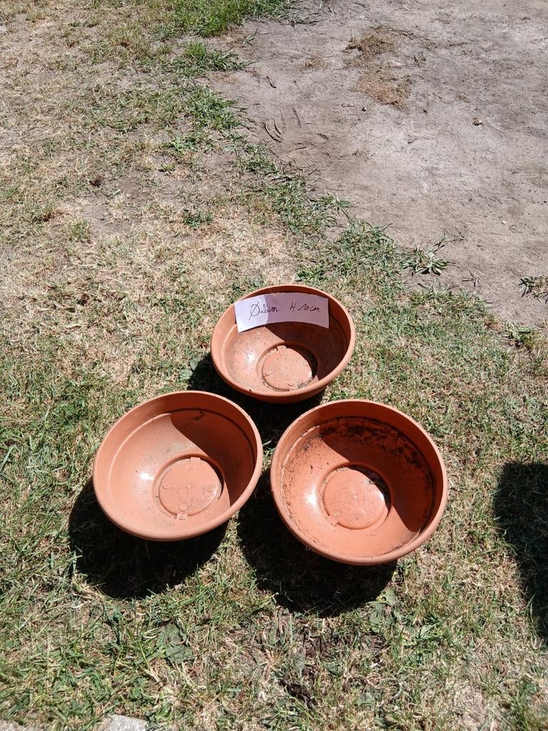 3 pots de fleur  - synthétique  -  30 cm x  H 10 cm, Jardin & Terrasse, 25 à 40 cm, Rond, Synthétique, Enlèvement