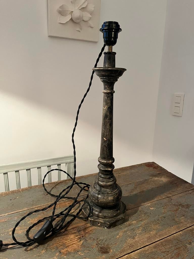 ANTIEKE LAMPENVOET LAMP BALUSTER ZWART MOOIE VORM, Ophalen of Verzenden