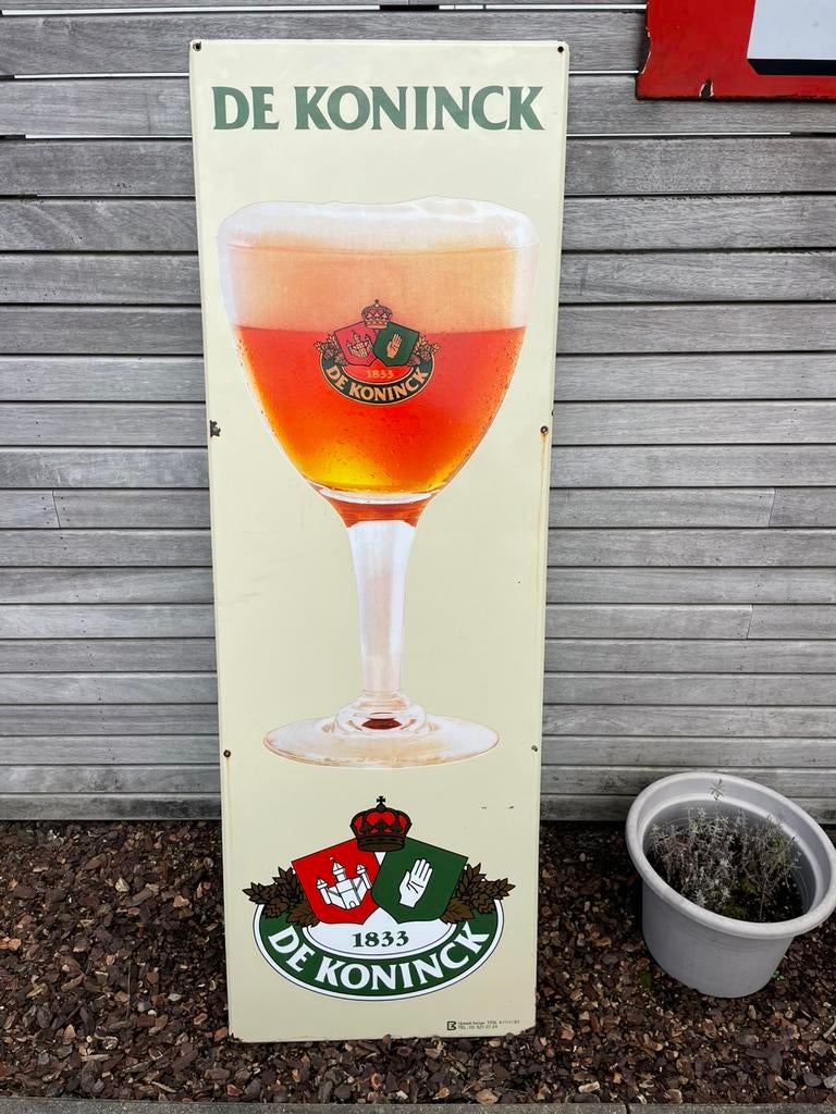 Panneau publicitaire en émail De Koninck, Collections, Marques & Objets publicitaires, Enlèvement, Panneau publicitaire