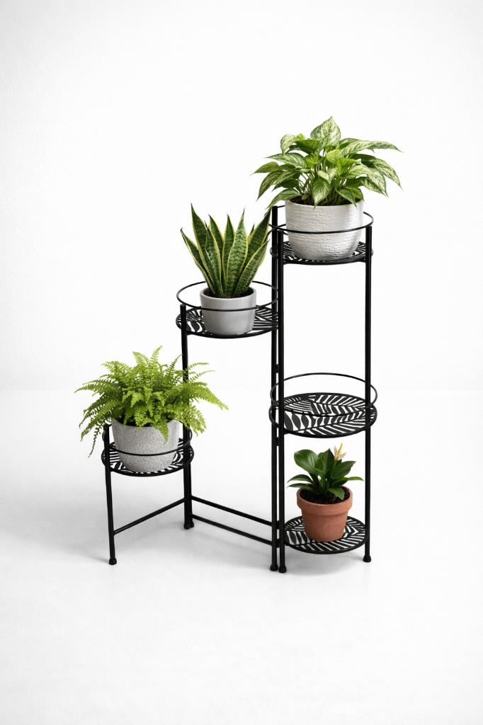 Support à plantes pliable 3 pièces - noir - métal, Enlèvement, Comme neuf