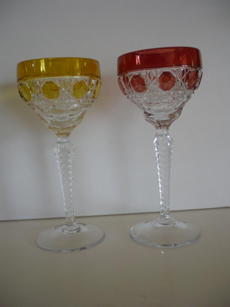 2 antieke kristallen wijnglazen Römer Bleikristall Germany, Enlèvement ou Envoi