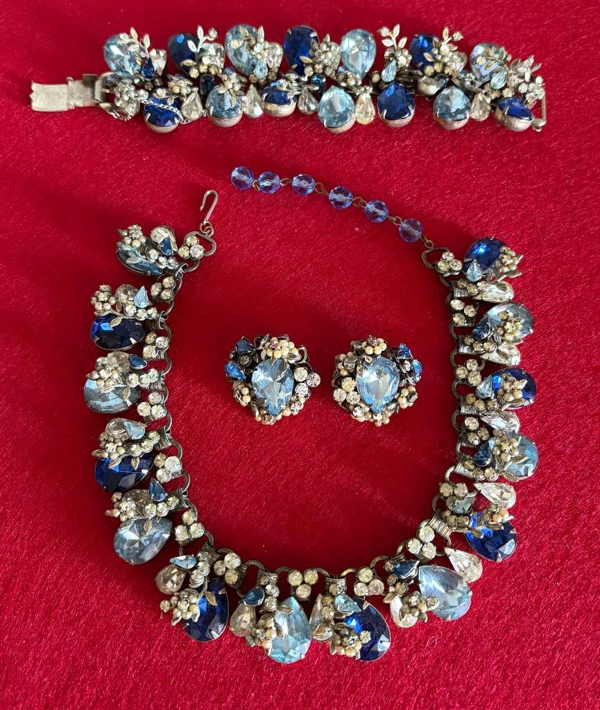 Halsketting, armband en oorbellen gesigneerd Robert - 1940, Handtassen en Accessoires, Antieke sieraden, Ophalen of Verzenden