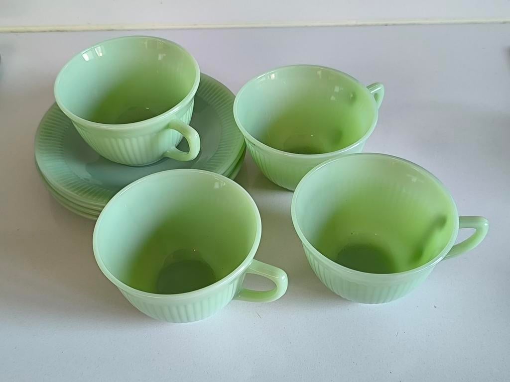 Vintage Fire King 'Jane Ray' kopjes en schoteltjes, Enlèvement ou Envoi