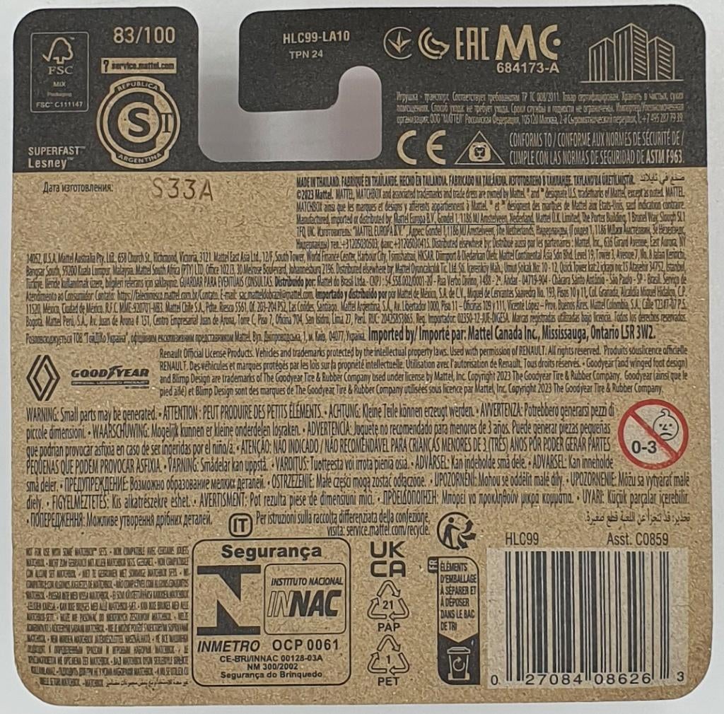 Matchbox - Renault Kangoo - HLC99 - 1:64, Hobby en Vrije tijd, 333 Continental Boulevard, El Segundo, CA 90245, United States