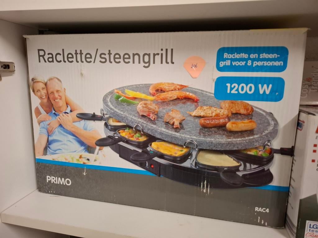 PRIMO Raclette / Steengrill 1200 W, Ophalen of Verzenden, Zo goed als nieuw, 8 personen of meer