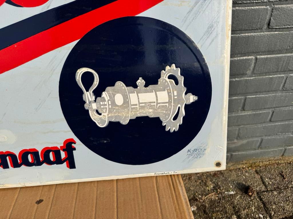 Groot oud Torpedo emaille reclamebord, Ophalen, Gebruikt, Reclamebord