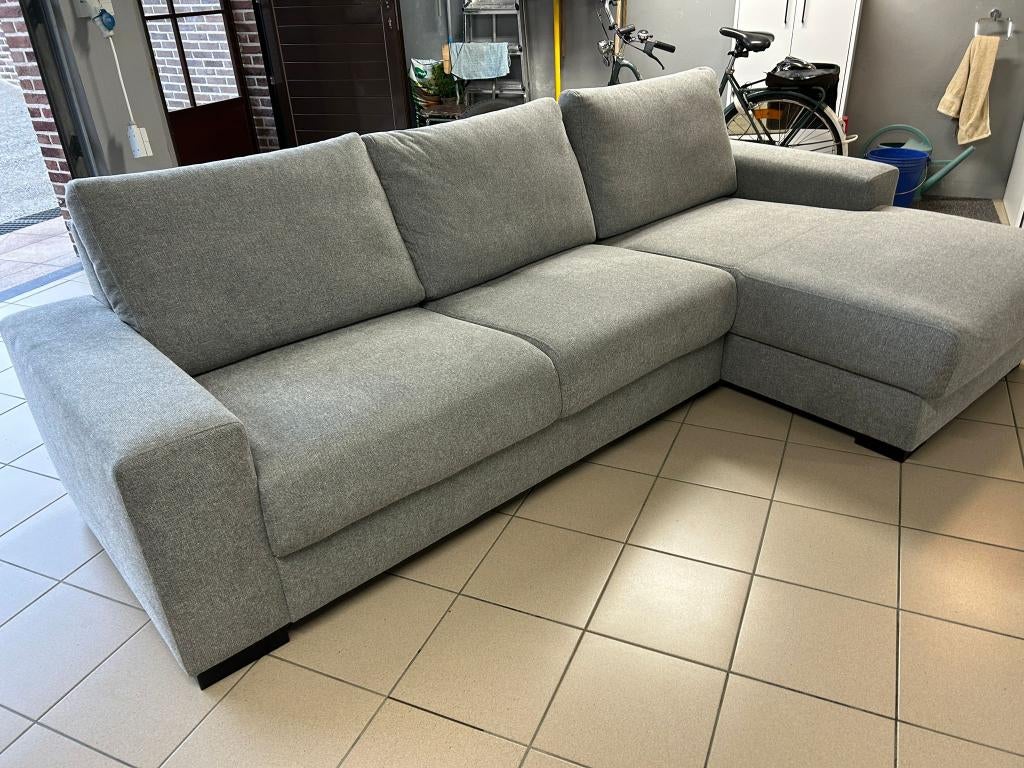 Hoeksalon 3-zit stof grijs, Huis en Inrichting, Ophalen, 250 tot 300 cm, Driepersoons, Zo goed als nieuw