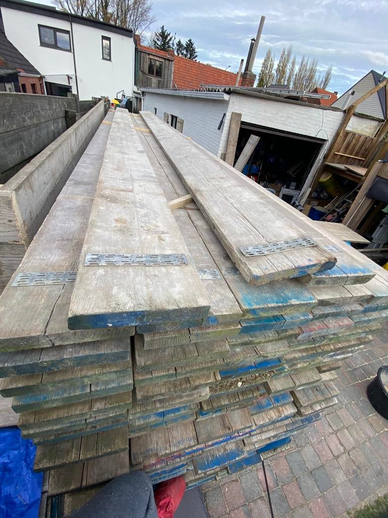 Authentieke steigerplanken - recht van de bouw, Doe-het-zelf en Bouw, Ophalen, Zo goed als nieuw, Steigerhout, Plank