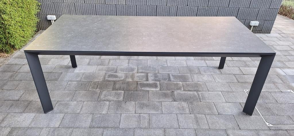 Antracietgrijze aluminium tuintafel 220cm x 100cm, Ophalen, Gebruikt, Rechthoekig, Aluminium