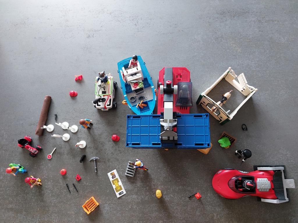 Bateau de pêche Playmobil, rover lunaire, voiture de course,, Enlèvement ou Envoi