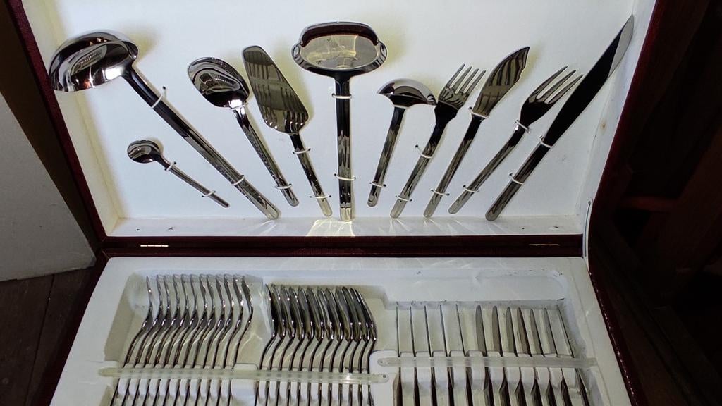 Coffret de couverts en inox Palermo neuf, complet / 12 pers., Maison & Meubles, Cuisine | Couverts, Neuf, Résiste au lave-vaisselle