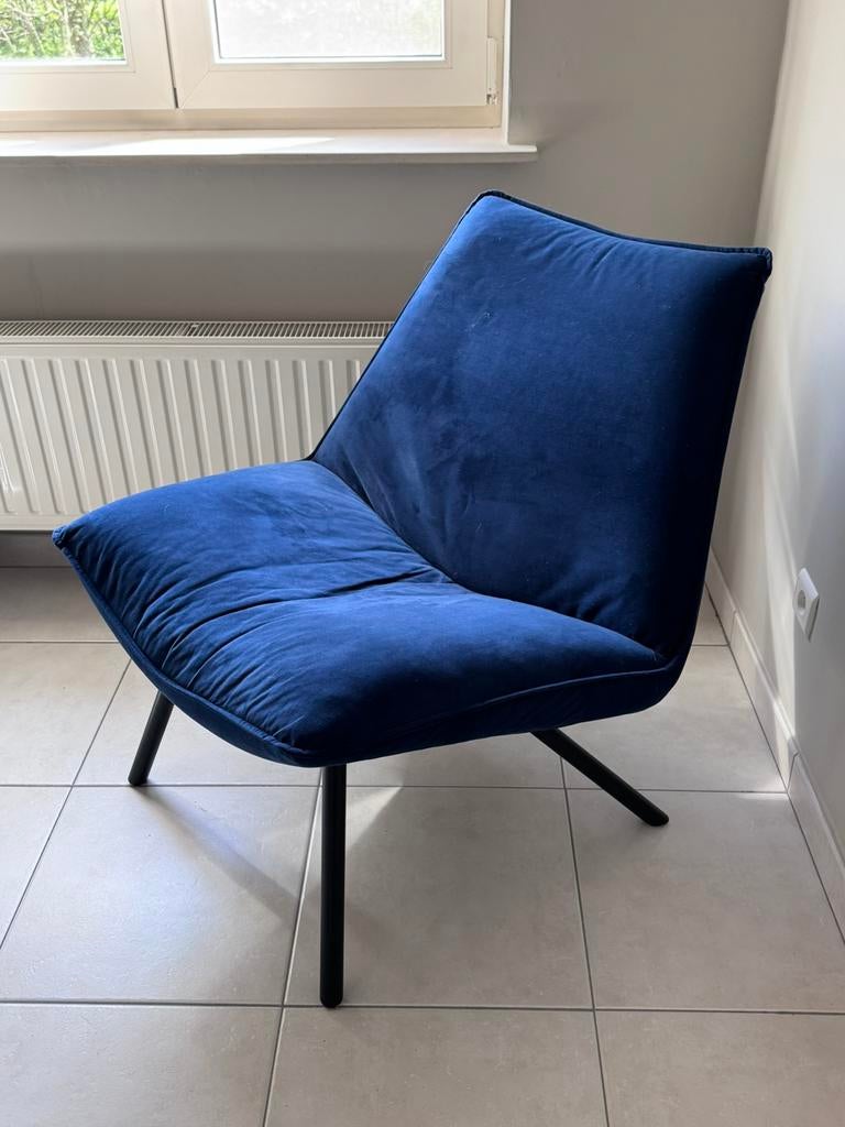 2 blauwe comfortabale sierstoelen., Huis en Inrichting, Fauteuils, Ophalen, Gebruikt