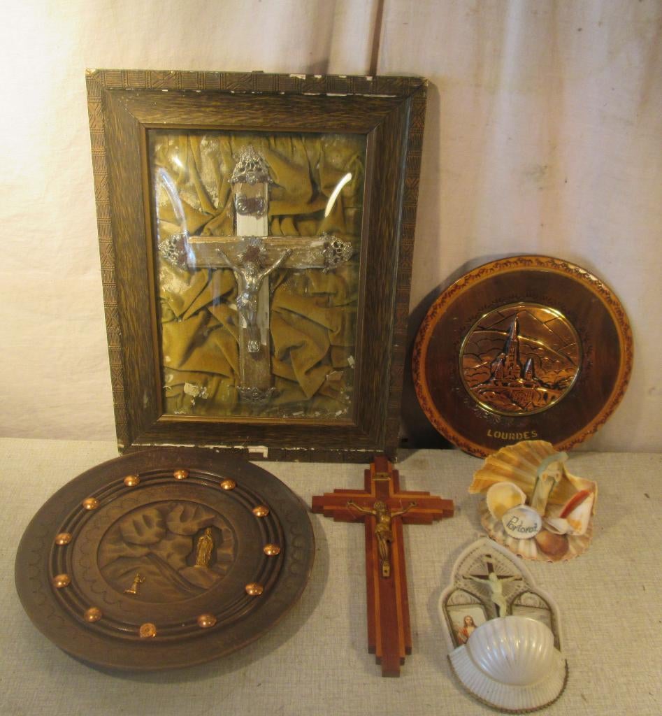 6 Oude Religieuze Objecten, Antiek en Kunst, Antiek | Religieuze voorwerpen, Ophalen of Verzenden