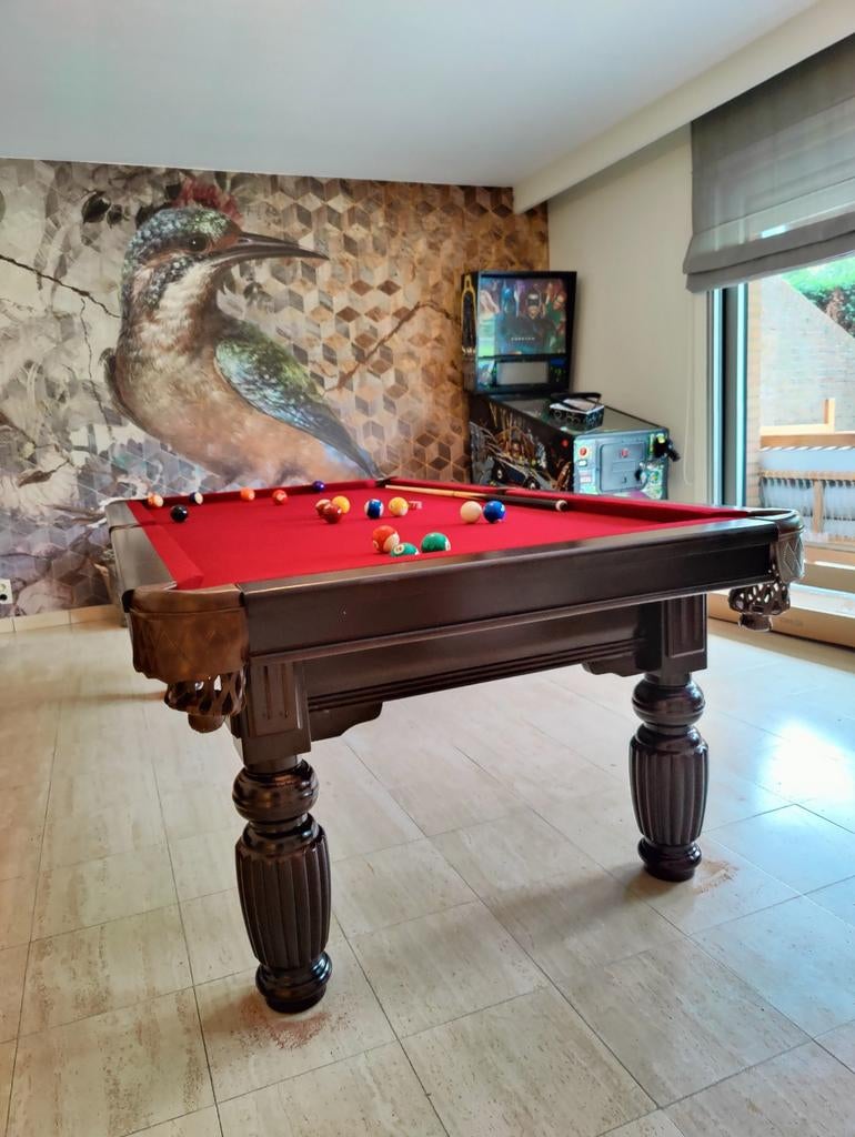 Nieuwe pooltafel massief hout met leisteen blad, Ophalen of Verzenden, Pooltafel