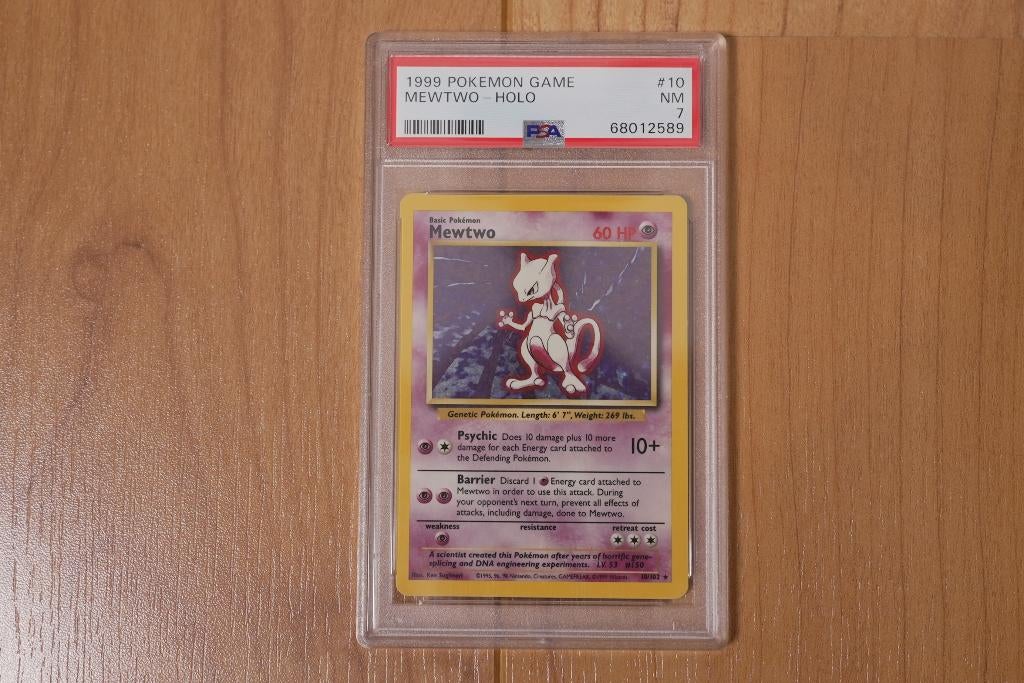 Mewtwo Holo – Base Set Unlimited 1999 – PSA 7 NM, Ophalen of Verzenden, Zo goed als nieuw, Losse kaart