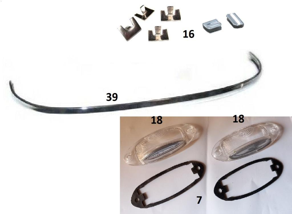 Karmann ghia Nummerplaat Verlichtings Lijst Met Klemmen, Ophalen of Verzenden, Nieuw, Oldtimer onderdelen