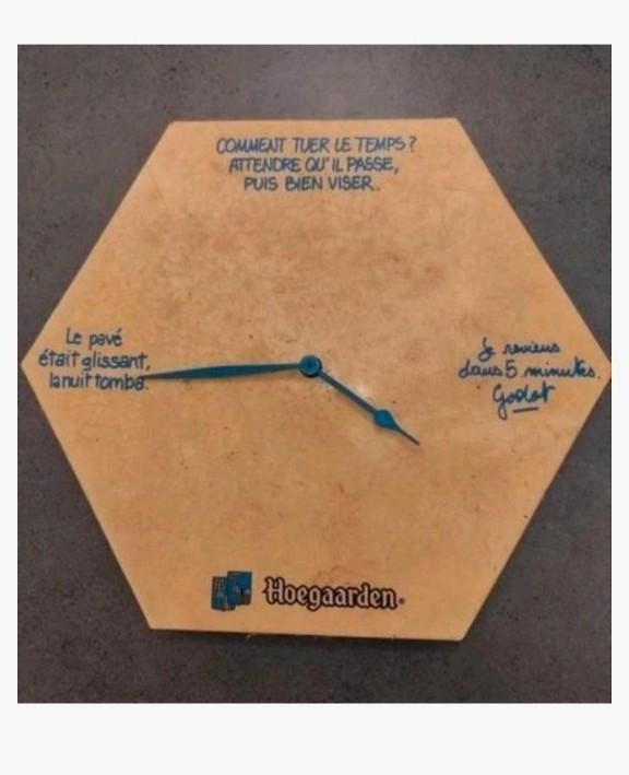 Hoegaarden klok gemaakt van hard plastic Verzending mogelijk, Verzamelen, Biermerken, Ophalen of Verzenden, Zo goed als nieuw