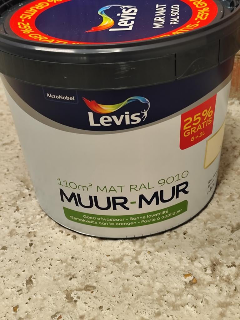 Levis muurverf., Doe-het-zelf en Bouw, Ophalen, Wit