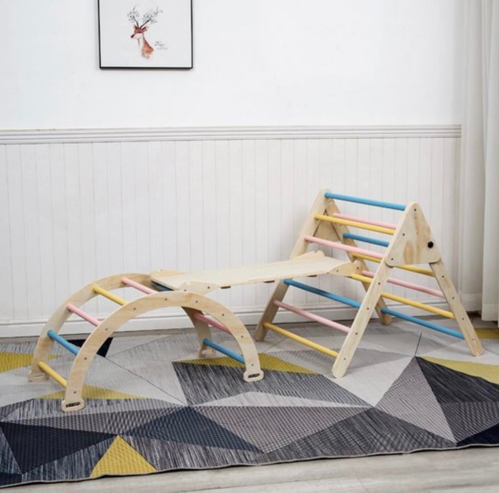 Houten speelgym met klimboog, Ophalen, Zo goed als nieuw