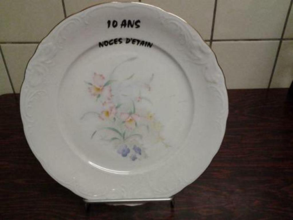 ASSIETTE DECO "10 ANS" NOCES D'ETAIN, Enlèvement