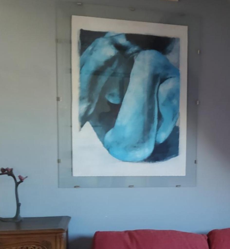 Peinture Portret gouache model naakte vrouw groot formaat, Antiek en Kunst, Ophalen