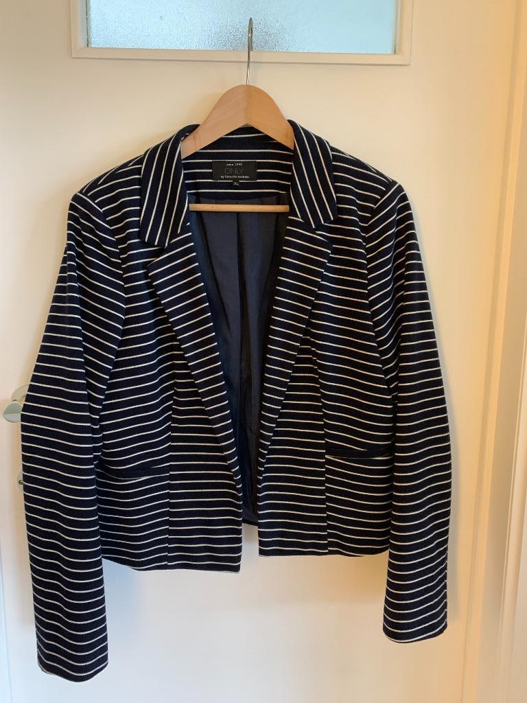 Only Blazer bleu marine rayures blanches Taille XL, Only, Enlèvement ou Envoi, Bleu