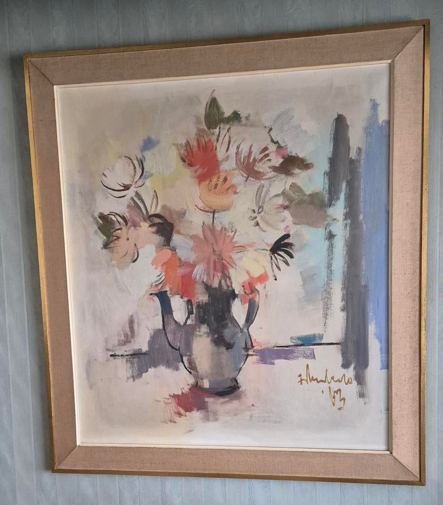 Schilderij frater Humberto Zonhoven., 75 cm ou plus, Enlèvement, Peinture, 75 à 100 cm