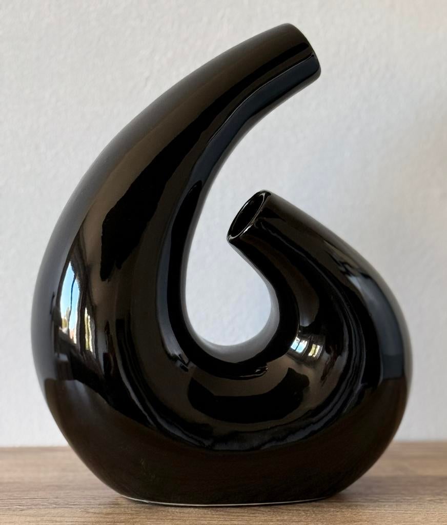 Vase décoratif design asymétrique – noir brillant, Enlèvement ou Envoi