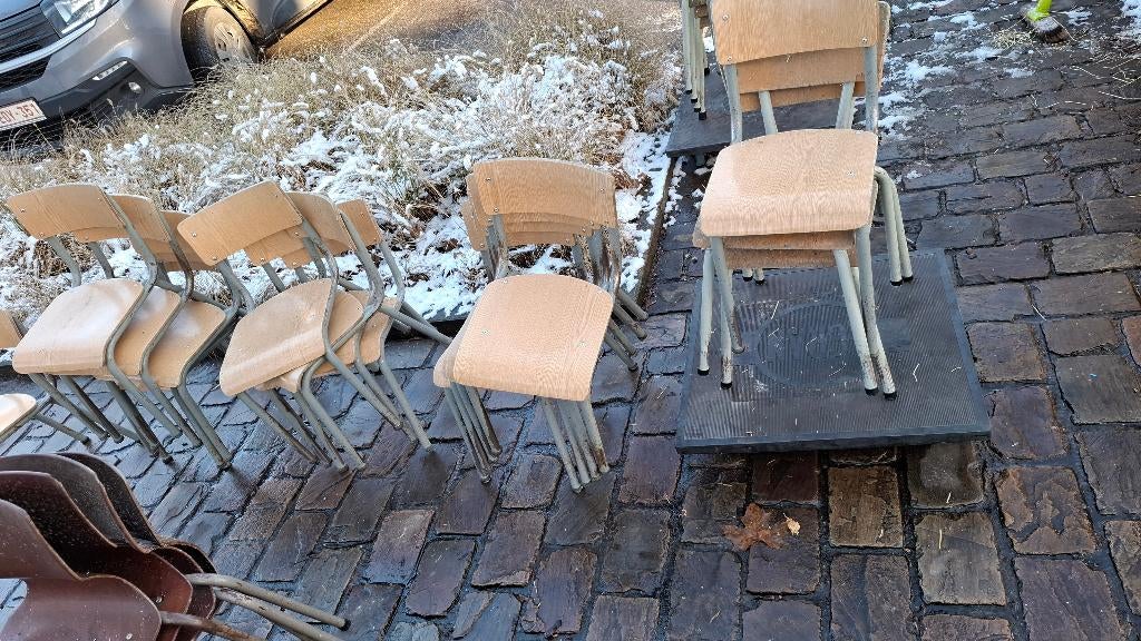 Lot Vintage stoelen , kinderstoel , ijzer en hout '60 1960, Ophalen, Gebruikt, Overige kleuren, Vijf, Zes of meer stoelen