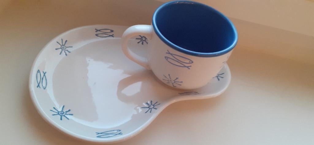 set van soeptas en serveerschaaltje, Nieuw, Ophalen of Verzenden, Overige stijlen, Kop(pen) en/of Schotel(s)