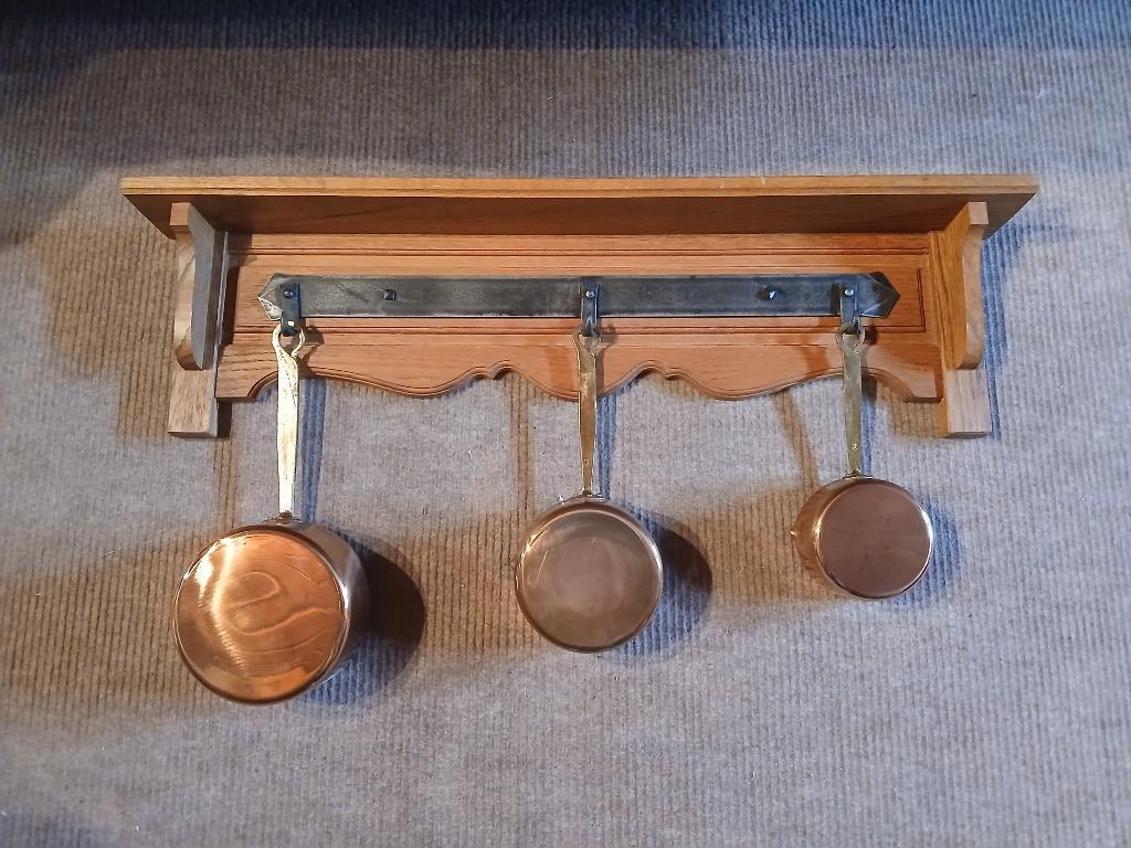 3 Poêlons en cuivre avec une archelle, Antiquités & Art, Antiquités | Bronze & Cuivre, Enlèvement, Cuivre