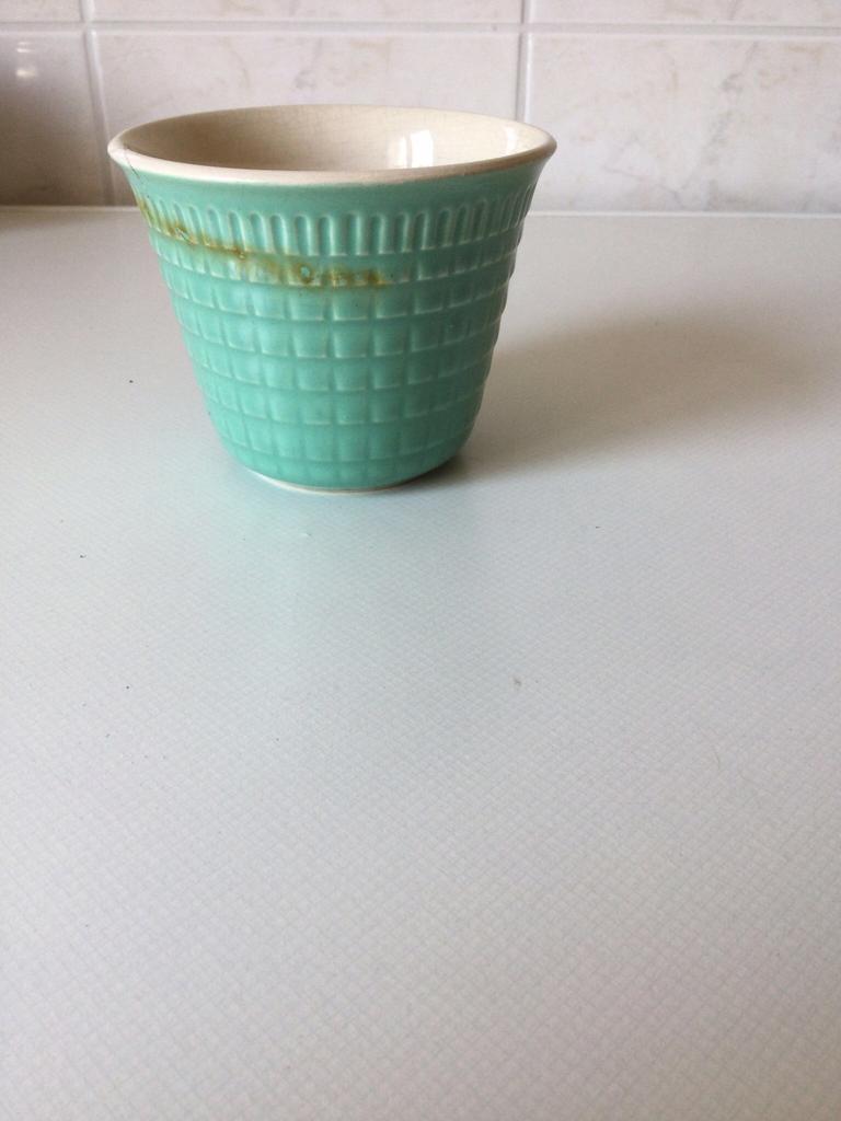 Groene bloempot - cachepot, Ophalen of Verzenden, Gebruikt