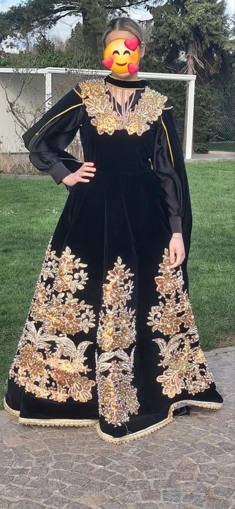 Elegante luxe feestjurk zwart & goud – speciale gelegenheden, Kleding | Dames, Carnavalskleding en Feestkleding, Zo goed als nieuw