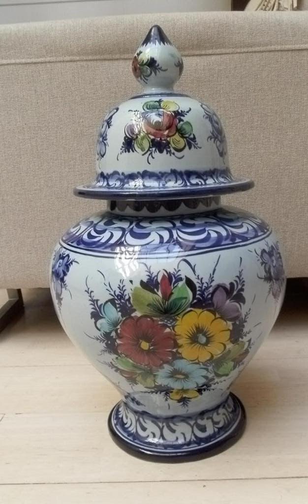 blauwe vaas met bloemenmotief Reel Portugal, Huis en Inrichting, Woonaccessoires | Vazen, Ophalen