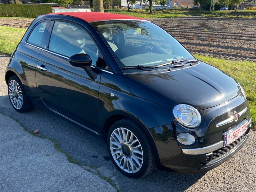 Fiat 500c cabrio, 4 zetels, Stof, Zwart, 4 cilinders